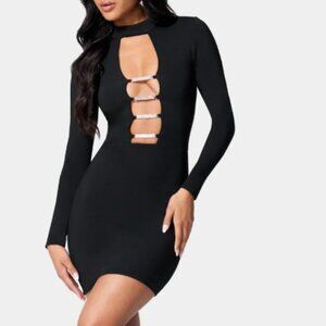 bebe Black Embellished Cage Dress - Size Small (NWT)
